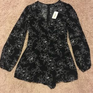 Black floral romper